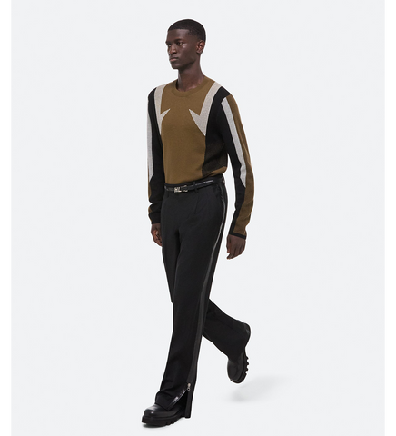 SPORT CREWNECK SWEATER BLACK/IVORY/COGNAC SPORT CREWNECK SWEATER BLACK/IVORY/COGNAC