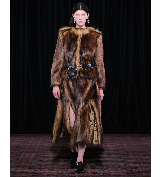 SCULPTED FAUX FUR FRAY JACKET NATURAL