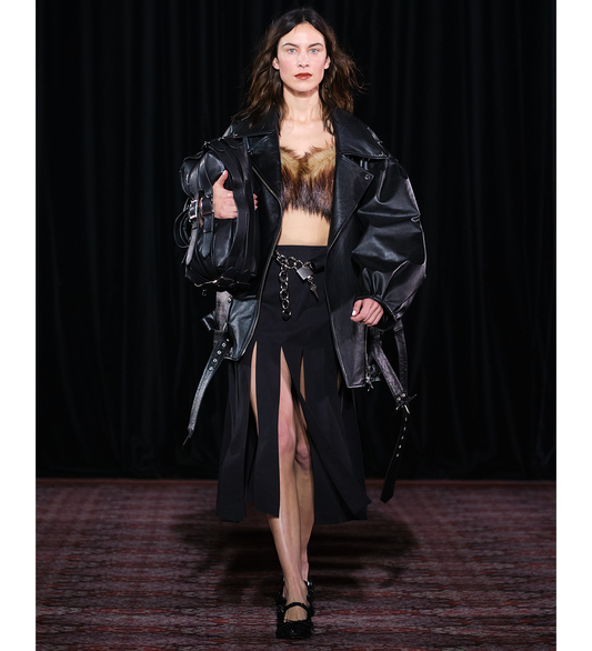 PUFF SLEEVE MULTI BELT BIKER JACKET BLACK