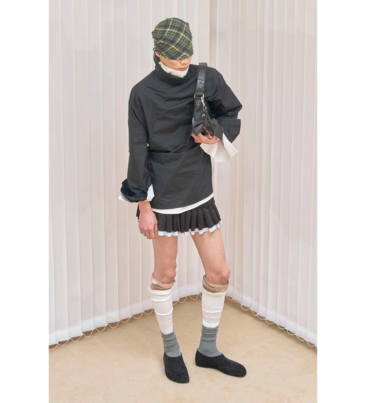 PLEATED MOTO SKIRT BLACK