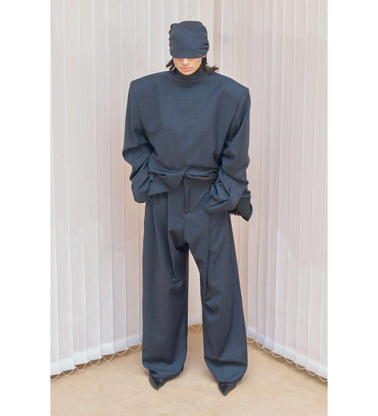 FOLDED TROUSER BLUE CHECKED
