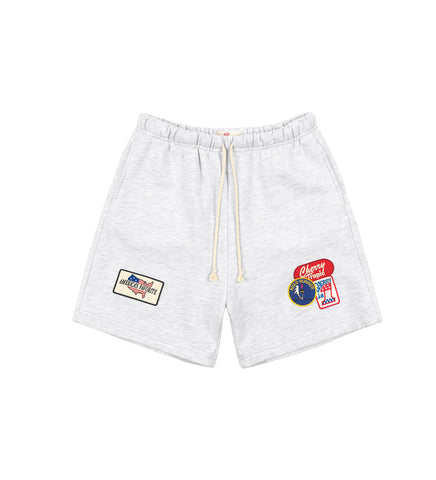 PATCHWORK SWEATSHORTS WHITE HEATHER PATCHWORK SWEATSHORTS WHITE HEATHER