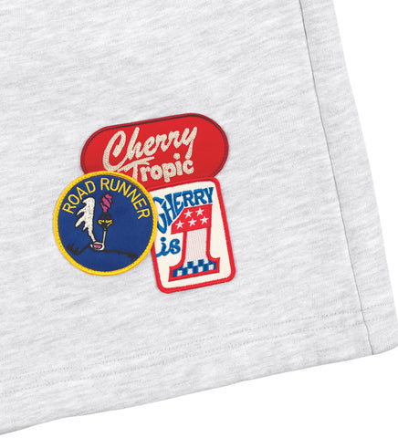 PATCHWORK SWEATSHORTS WHITE HEATHER PATCHWORK SWEATSHORTS WHITE HEATHER