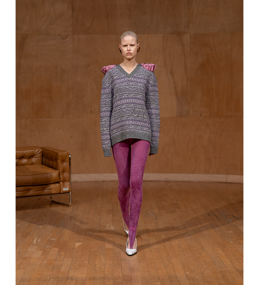 KAIR V NECK KNITTED SWEATER GREY