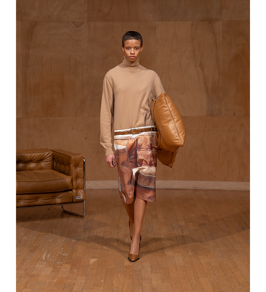 SISLEY SLIP SKIRT WHITE BROWN ARMCHAIR