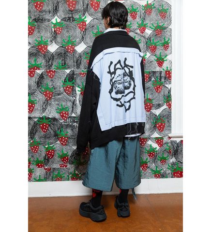 GINJI PATCH CARDIGAN BLACK GINJI PATCH CARDIGAN BLACK