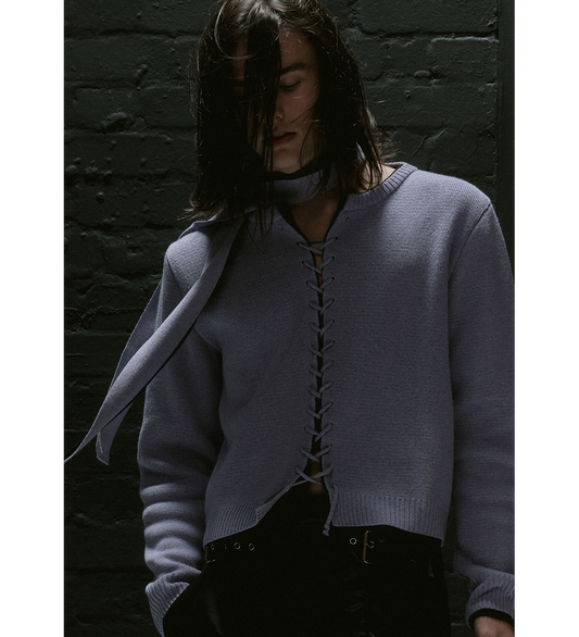 SKINNY DOUBLE SCARF LILAC/BLACK