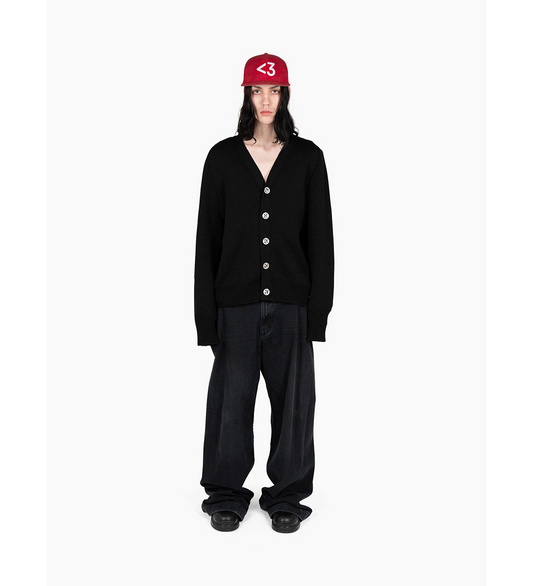 V-NECK CARDIGAN BLACK AW25