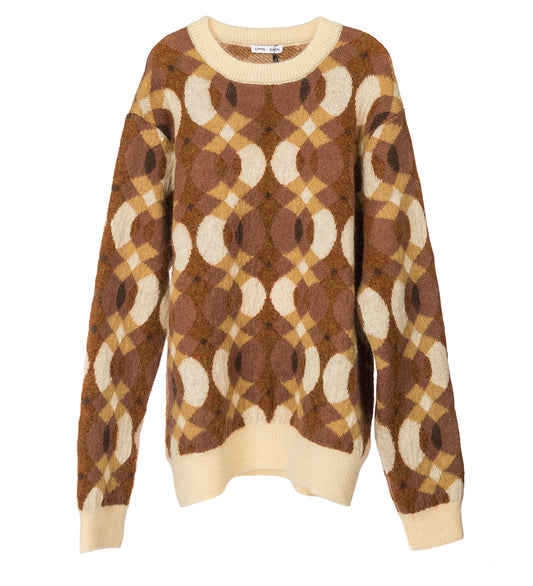 CMMN SWDN XANDER JACQUARD SWEATER BROWN