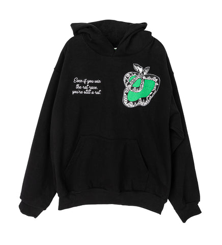 SNAKE CHENILLE PATCH HOODIE BLACK SNAKE CHENILLE PATCH HOODIE BLACK
