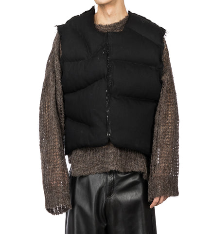 HANDSTITCHED DENIM VEST BLACK HANDSTITCHED DENIM VEST BLACK