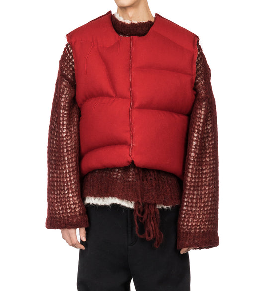 HAND STITCHED WOOL VEST RED