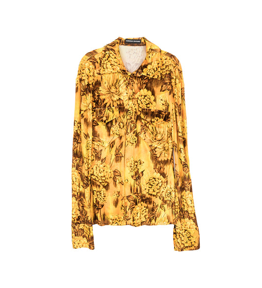 KWAIDAN EDITIONS SLIM JERSEY SHIRT GOLD FLOWERS