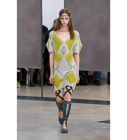 IKAT ARGYLE JACQUARD DRESS PISTACHIO