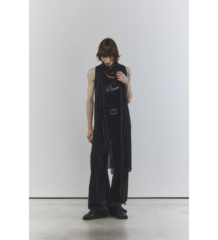 JARA LONG WRINKLED SCARF BLACK