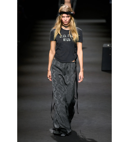 IDAR CROPPED T-SHIRT ELECTRIC KISS PRINT FADED BLACK