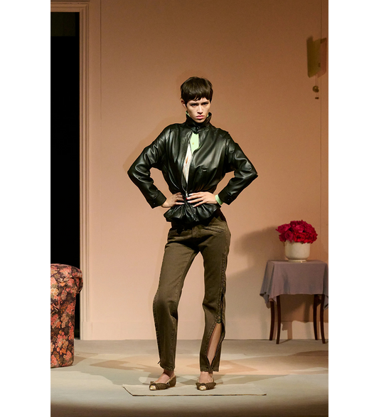 DOUBLE CARDIGAN APPLE GREEN AND GREY