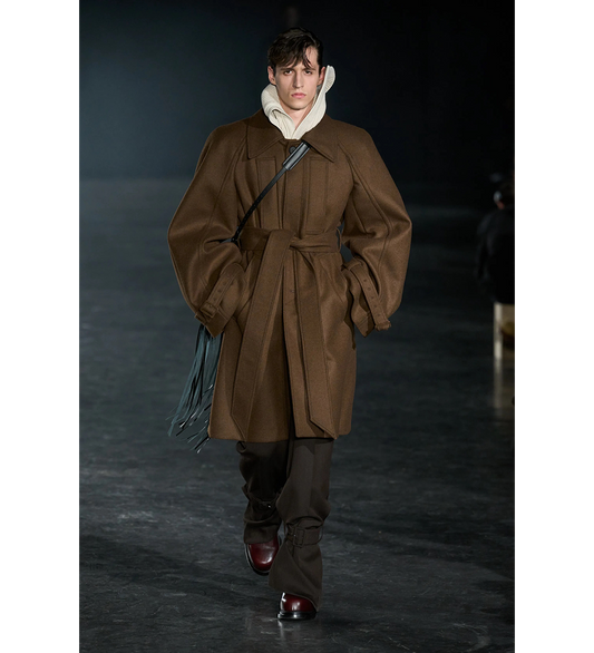 BELTED PANT BROWN TAILORING WOOL
