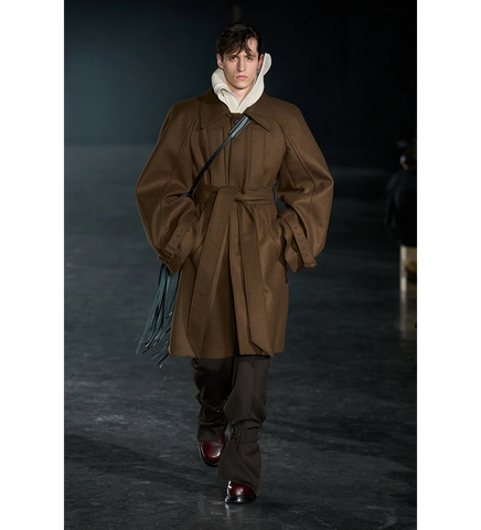 BELTED PANT BROWN TAILORING WOOL