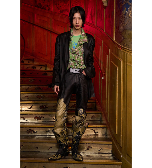 WASHED LEATHER SNAKE JEANS MULTICOLOUR