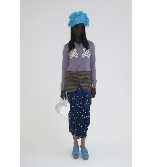 KNIT SKULL CARDIGAN JACKET PURPLE