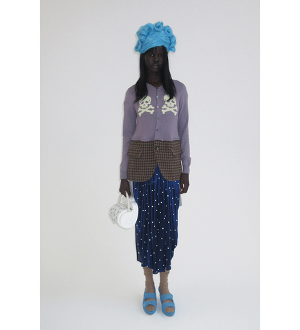 KNIT SKULL CARDIGAN JACKET PURPLE
