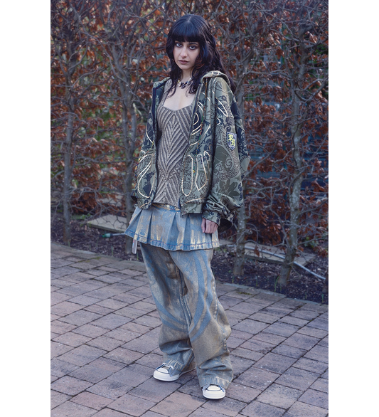 MEDIEVAL GILDED CAMO HOODIE KHAKI/GOLD