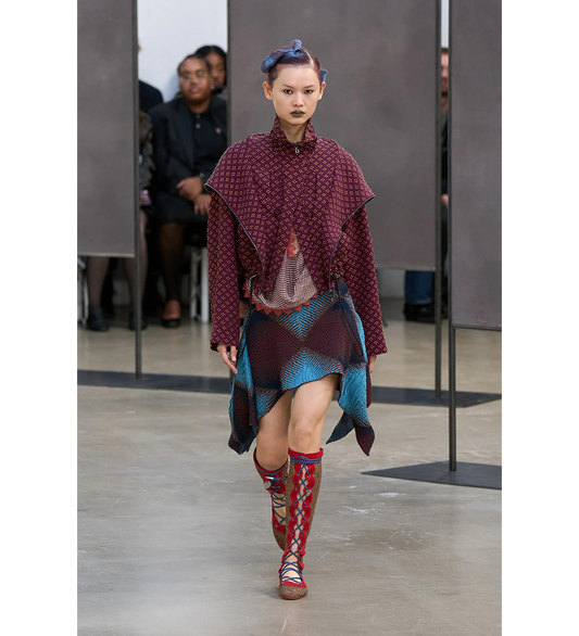 IKAT ARGYLE JACQUARD SKIRT FAIENCE BLUE