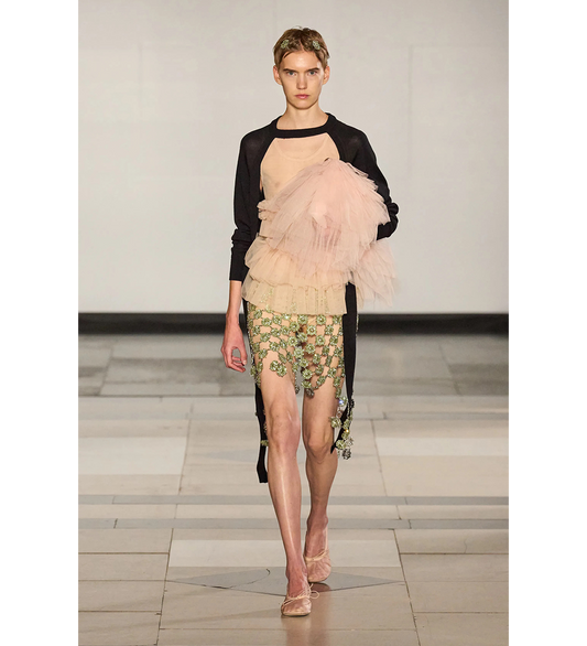 CROPPED CUT OUT WINDOW JUMPER TIE TAIL BLACK