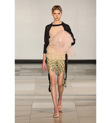 CROPPED CUT OUT WINDOW JUMPER TIE TAIL BLACK