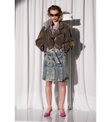 FLOCKED DENIM WILD WEST JACKET BROWN