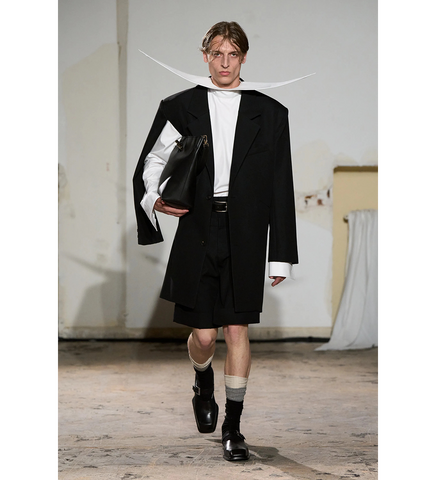 DOUBLE WAIST WOOL SHORT BLACK