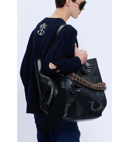 SLASHED CABLE JUMPER NAVY
