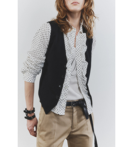 ERMA SLIM FIT RUFFLED SHIRT PRINTED NAT WHITE/BLACK