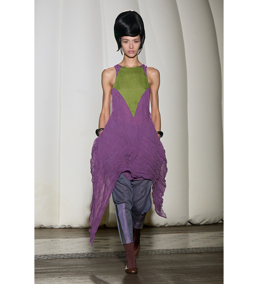 SHURA SLEEVELESS DRESS LILAC/KELLY GREEN