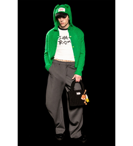 RABBIT BALACLAVA CARDIGAN GREEN