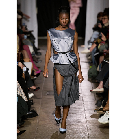 BELTED SKIRT DARK GREY