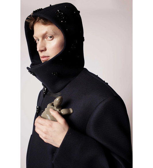 BACK FLAP COCOON DUFFLE COAT NAVY/JET
