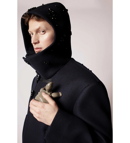 BACK FLAP COCOON DUFFLE COAT NAVY/JET