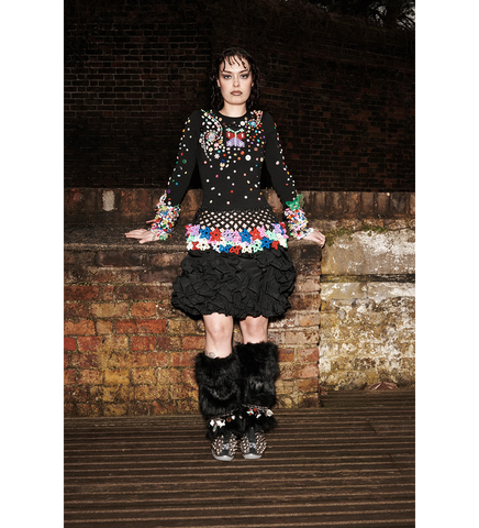 NIGHT DEFUNCT BEADED JERSEY TOP BLACK