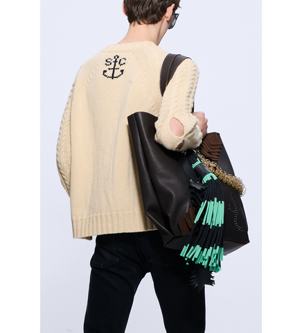 SLASHED CABLE JUMPER OATMEAL