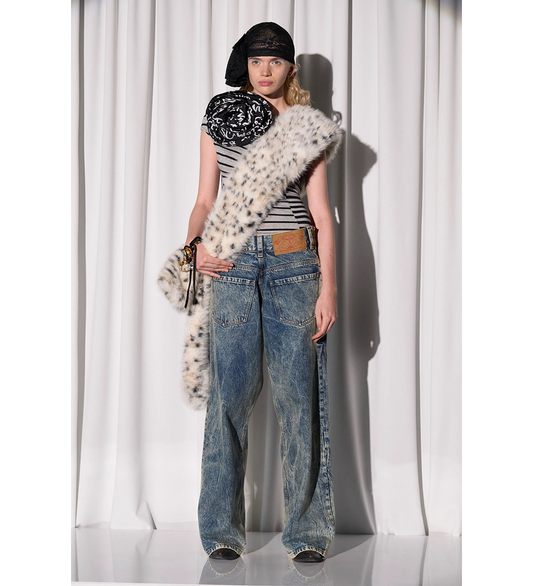 STRIPED CORSAGE TOP BLACK GREY