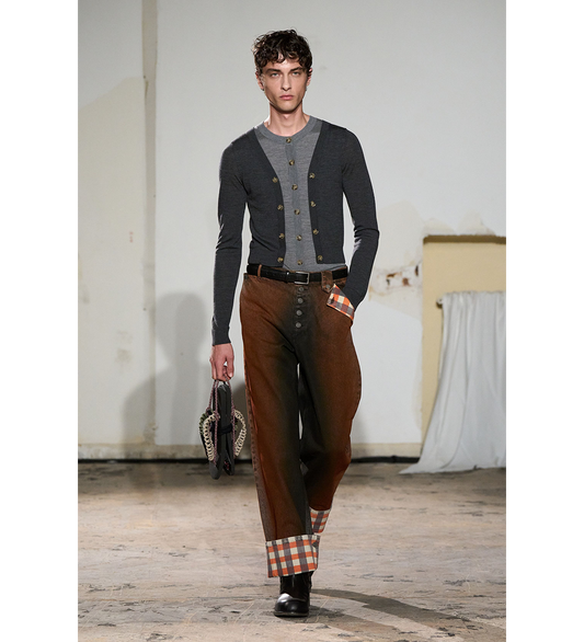 ILLUSION LAYERED CARDIGAN DARK/LIGHT GREY