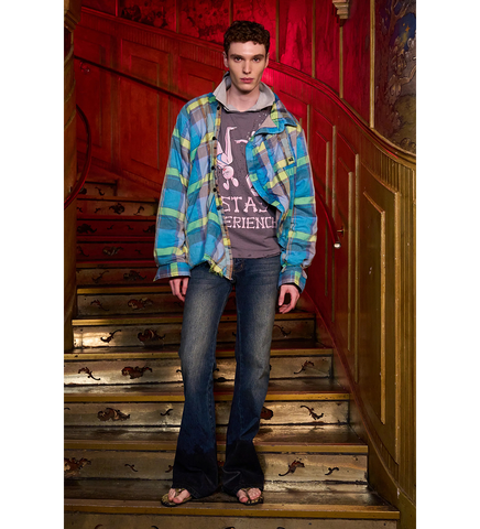 NZ ECSTASY EXPERIENCE DAMACED T-SHIRT ANTHRACITE