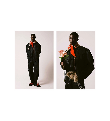 GRAPHIC LOGO KNIT NECKERCHIEF RED/OAT/PEARL