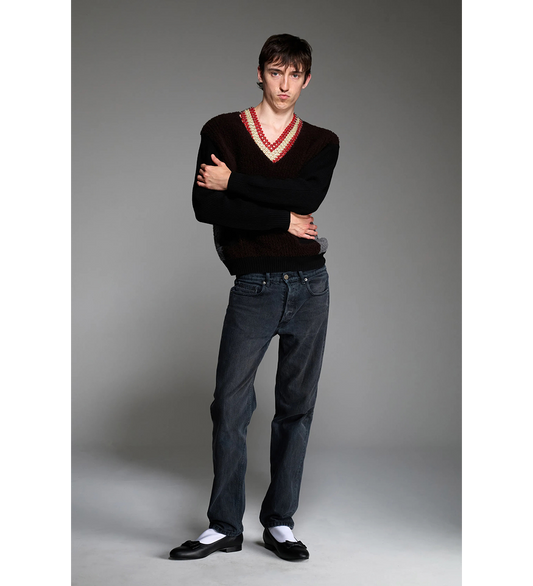 CHAINMAIL BUTTON COLLAR RED/CREAM