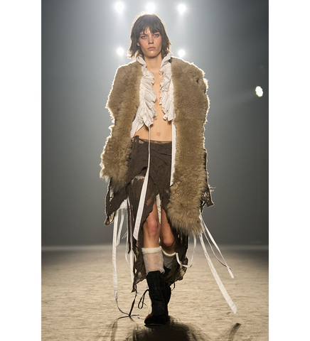 ALEID ASYMMETRIC FUR WAISTCOAT BROWN/TAUPE