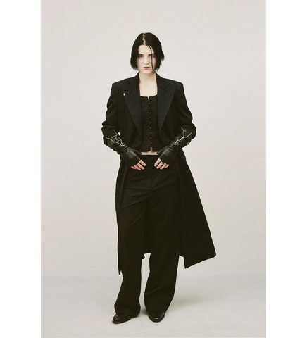 MANTA COAT COARSE BLACK GABARDINE