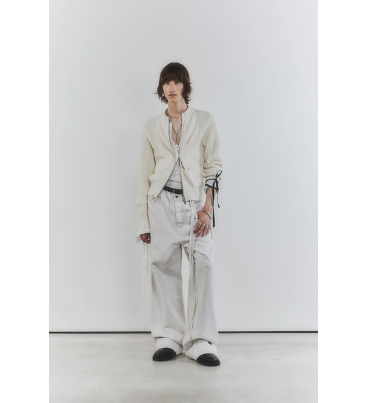 ISMAEL ZIPPED KNIT BOMBER NATURAL WHITE