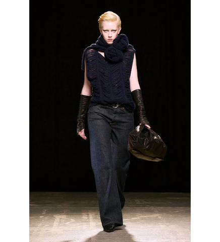 RIB CAGE VEST NAVY BLUE FRINGE ALPACA